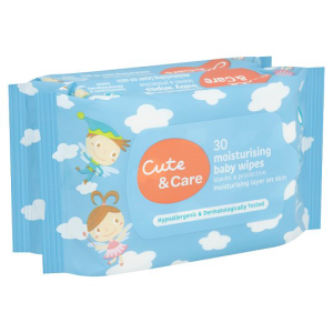 CUTE AND CARE MOISTURISING BABY WIPES 30SX2