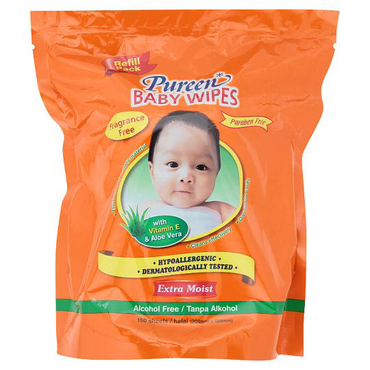 PUREEN BABY WIPES FRAGRANCE FREE REFILL 150S